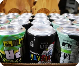 Energy drink cans multipack with shrink sleeve labels