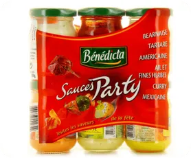 Bénédicta Sauces Party multipack jars with sleeve labels