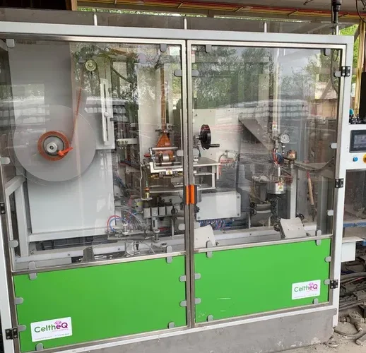 CeltheQ sleeve applicator and heat tunnel installed outdoors